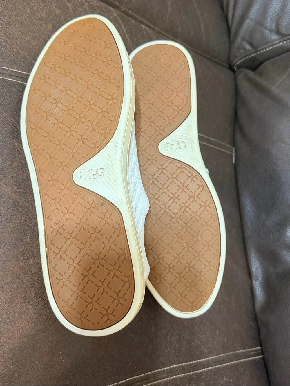 UGG Men's Cream/Tan Perforated Knit Slip-On Loafers size 11